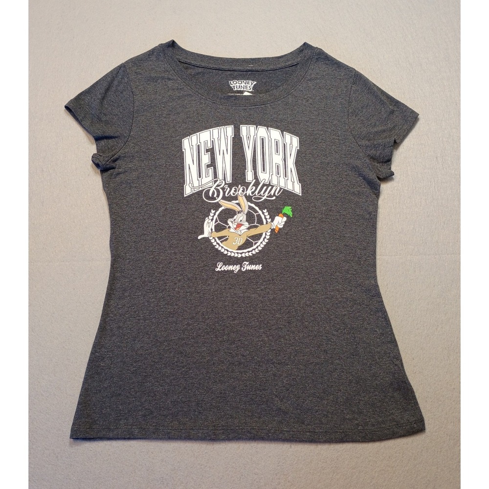 Gray Short Sleeve Bugs Bunny Looney Tunes T-Shirt Brooklyn NY Women's XL‎ Grey